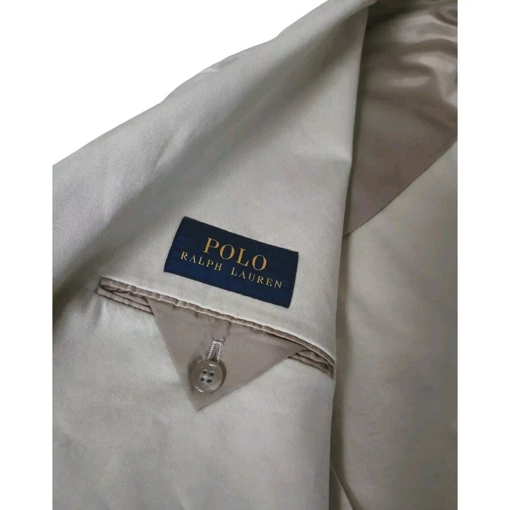 Polo Ralph Lauren Preppy Career Blazer Men's Size 44L Beige Chino Cotton Stretch